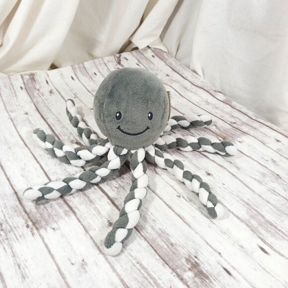 Nattou Lapidou Piu Piu Octopus Gray White Plush Cuddle Toy for Baby, Belgium 8" - Picture 1 of 9